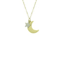 Colgante Luna y Estrella | Plata Bañada en Oro y Circonitas