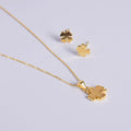Conjunto de pendientes y collar de trébol de cuatro hojas en plata de ley 925 con baño de oro, hipoalergénico, selección Aura Plena.