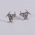 Pendientes de botón con símbolo Triqueta entrelazado en plata de ley 925 pulida, tamaño 16mm, joyería de inspiración cultural Aura Plena.