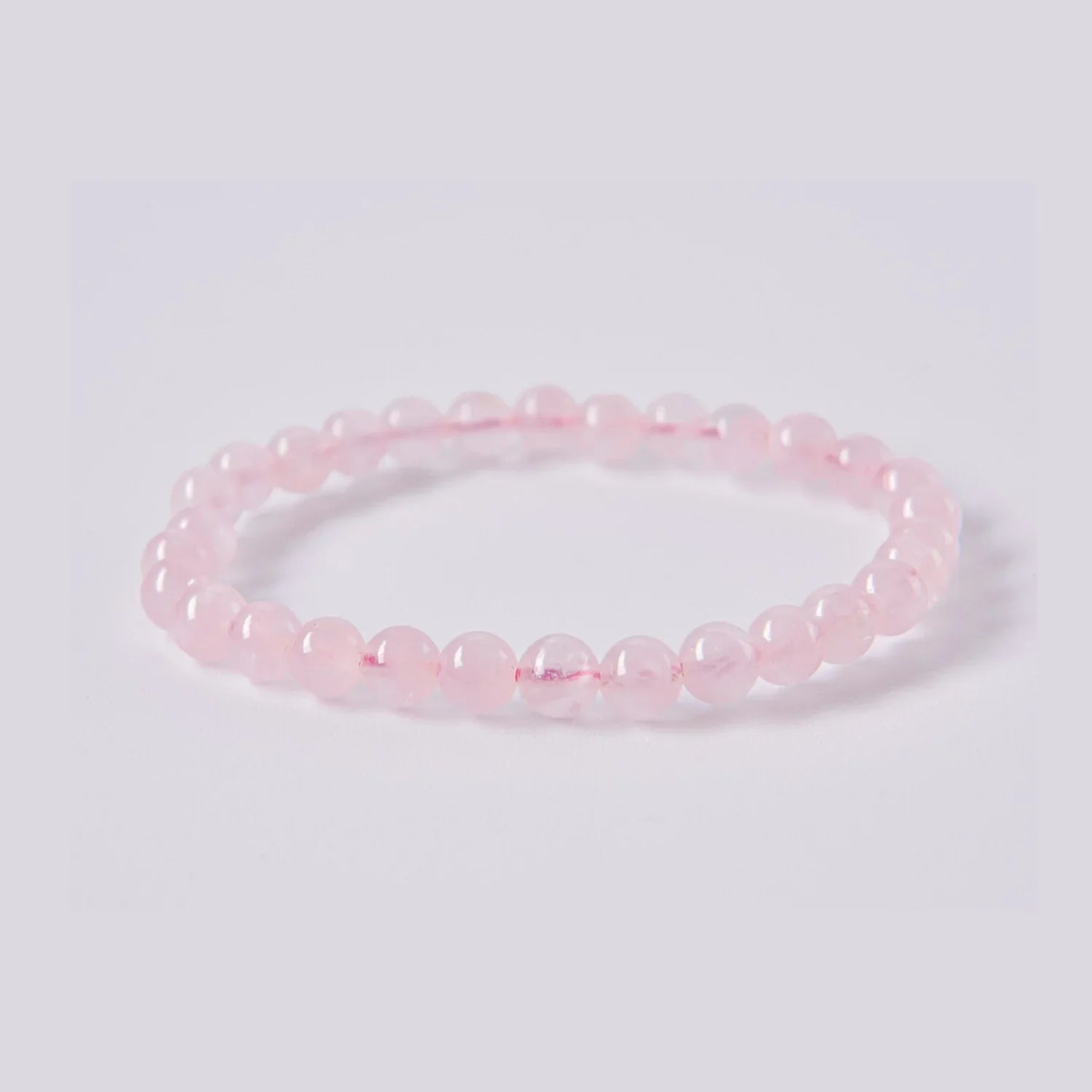 Pulsera de Cuarzo Rosa Natural, elástica piedras redondas