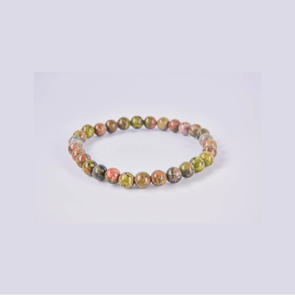 Pulsera Elástica de Unakita de Piedras Naturales