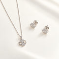 conjunto de colgante y pendientes de trébol de 4 hojas en plata 925 con circonitas